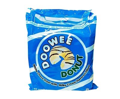 Doowee Donut White Choco Frost with Milky Cream Flavored Filling (10 Packs x 42g) 420g