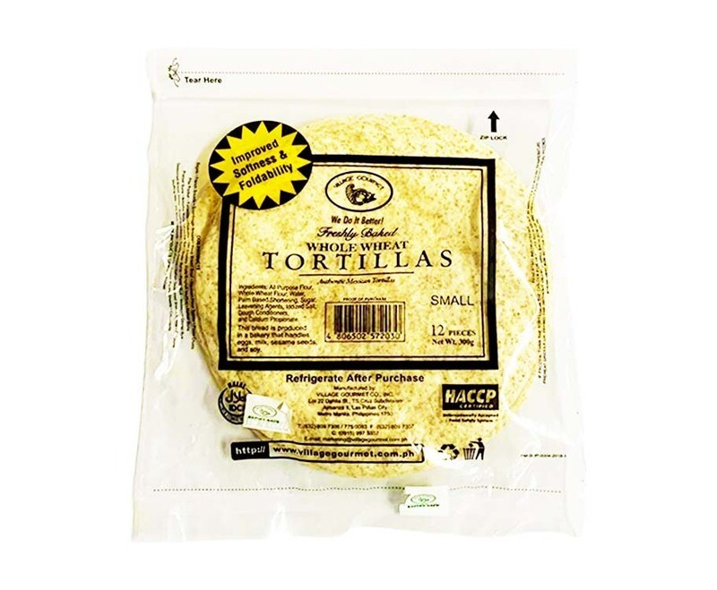 Village Gourmet Freshly Baked Whole Wheat Tortillas Small 12 Pieces 300g