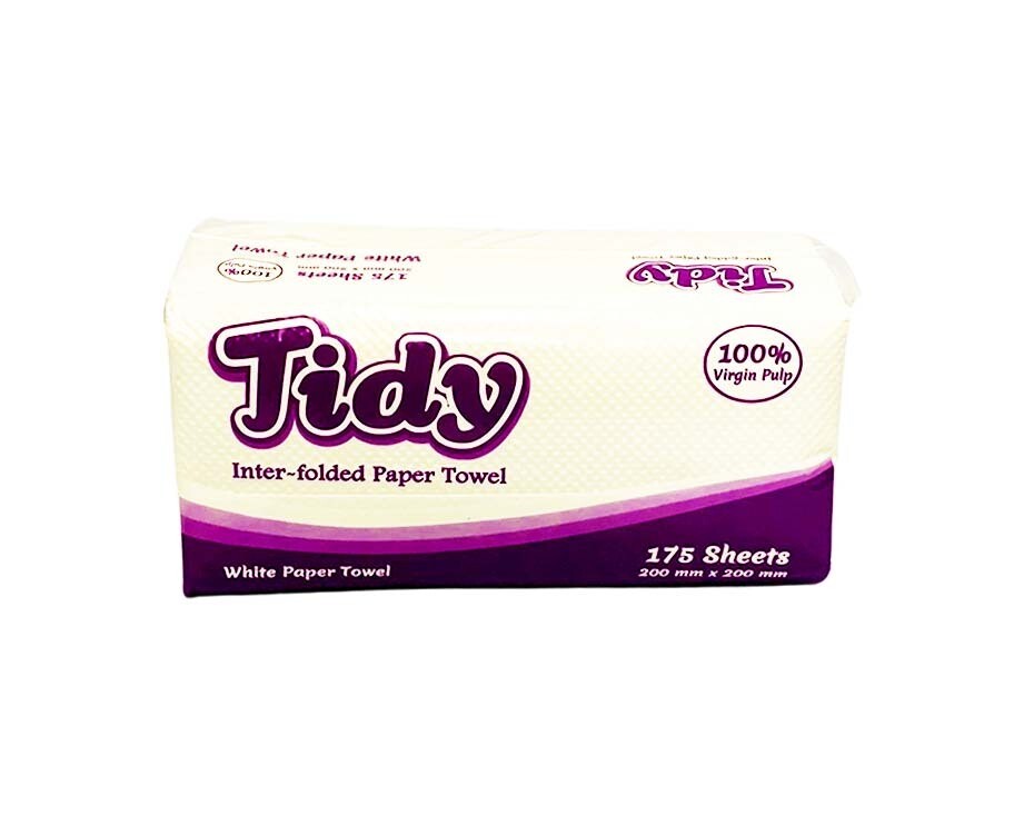 Tidy Inter-Folded Paper Towel (White Paper Towel) 175 Sheets 200mm x 200mm