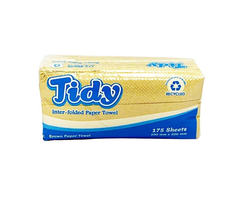 Tidy Inter-Folded Paper Towel (Brown Paper Towel) 175 Sheets 200mm x 200mm