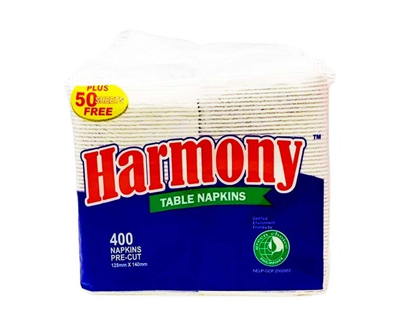 Harmony Table Napkins 400+50 Napkins Pre-Cut 128mm x 140mm