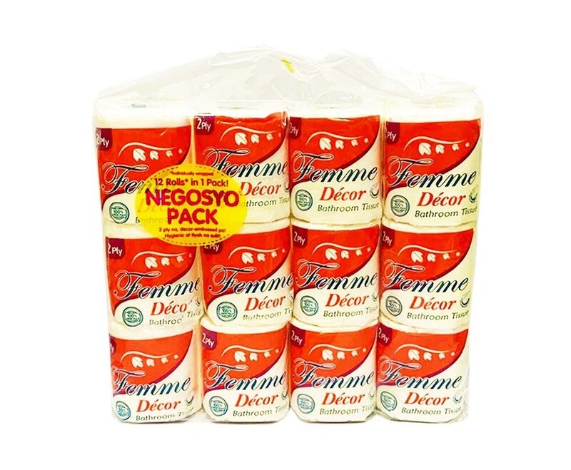 Femme Décor Bathroom Tissue Negosyo Pack 2-Ply 300 Sheets 12 Rolls