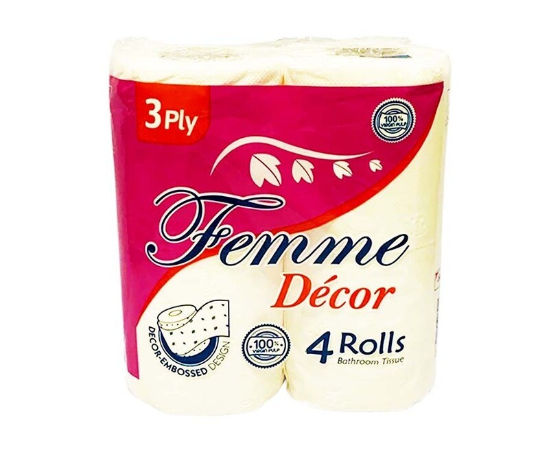Femme Décor Bathroom Tissue 3-Ply 450 Sheets 4 Rolls