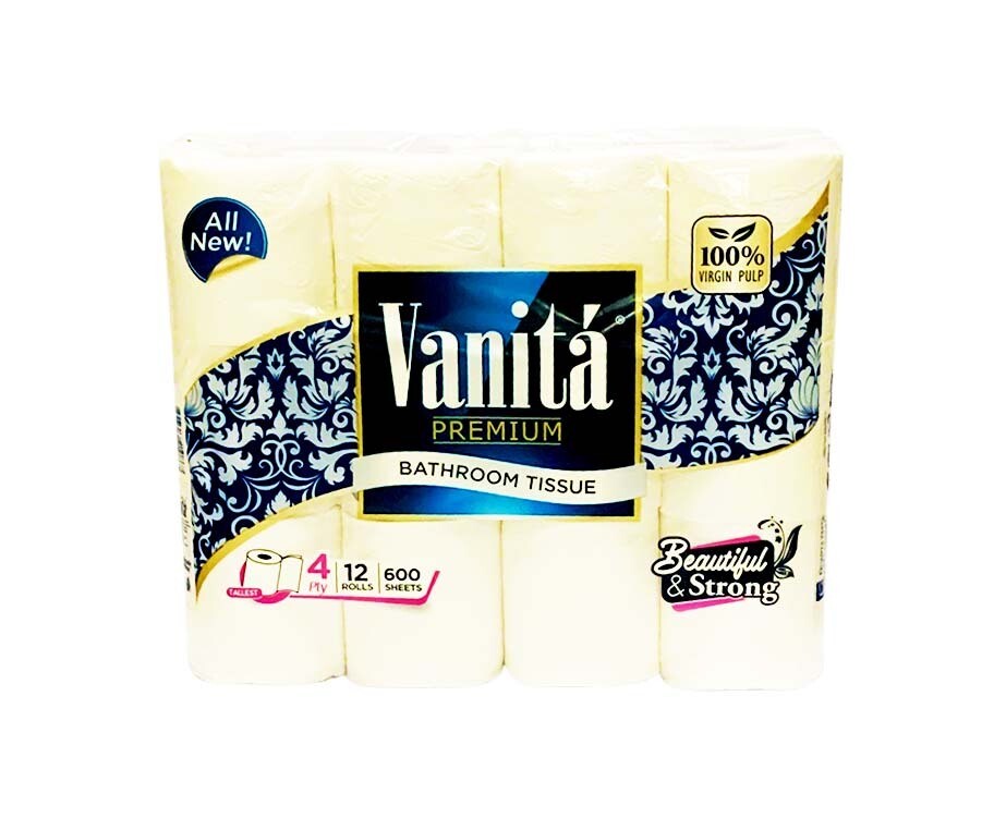 Vanitá Premium Bathroom Tissue 4-Ply 600 Sheets 12 Rolls