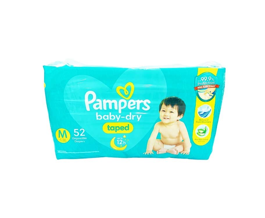 Pampers Baby-Dry Taped Medium 6-11kg (13-24lbs) 52 Disposable Diapers