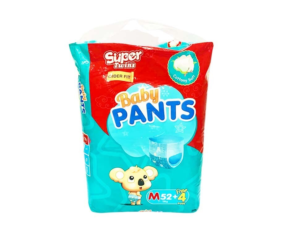 Super Twins Wider Fit Baby Pants Medium 7-13kg 52+4 Pads