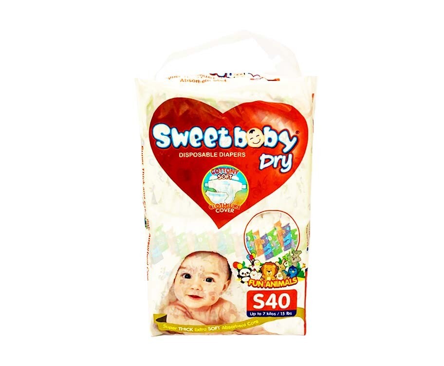 Sweet Baby Dry Disposable Diapers Small up to 7kg (15lbs) 40 Diapers