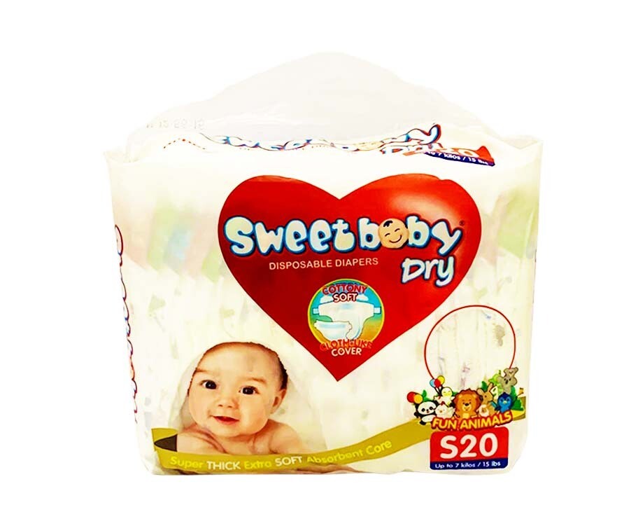 Sweet Baby Dry Disposable Diapers Small up to 7kg (15lbs) 20 Diapers