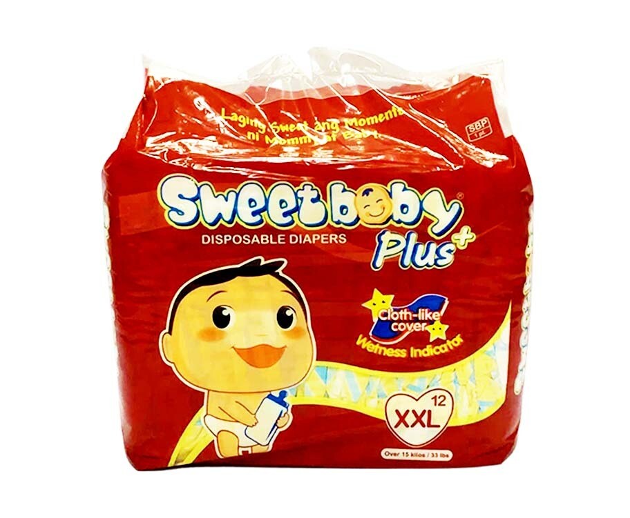 Sweet Baby Plus Disposable Diapers XXL over 15kg (33lbs) 12 Diapers