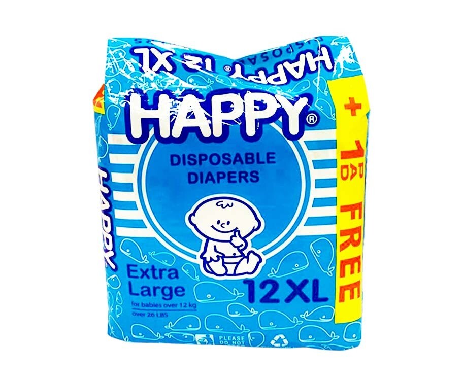 Happy Disposable Diapers XL over 12kg (over 26lbs) 12+1 Diapers