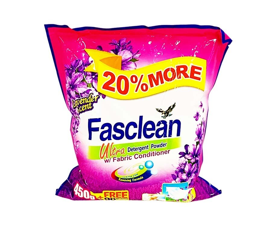 Fasclean Ultra Detergent Powder with Fabric Conditioner Lavender Scent 450g+90g