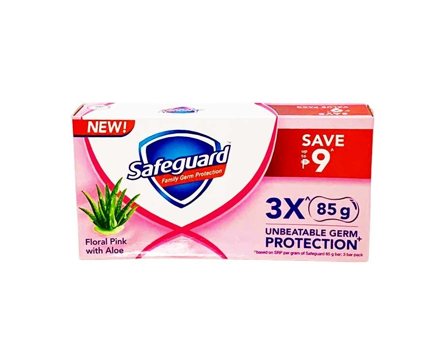 Safeguard Family Germ Protection Floral Pink With Aloe (3 Packs x 85g)