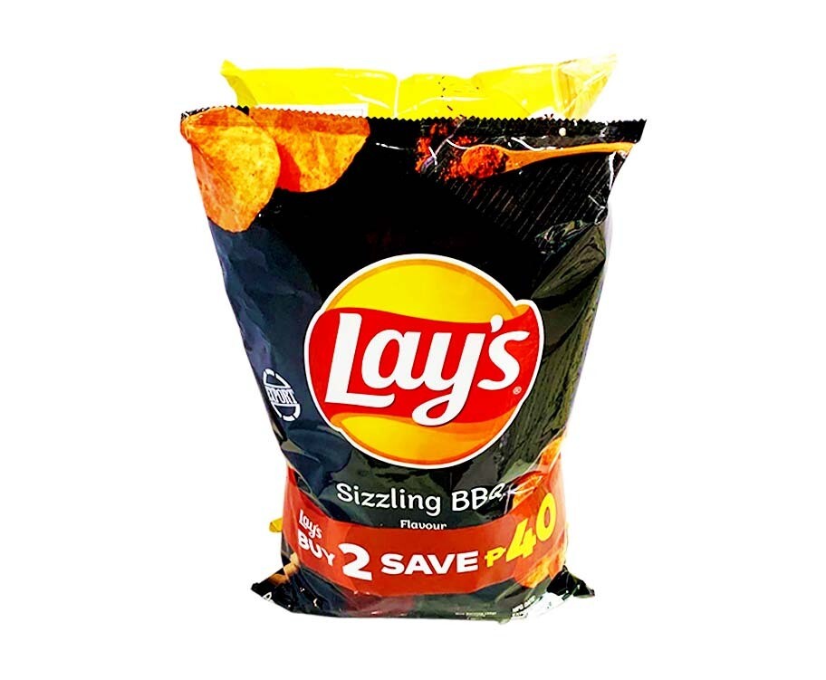 Lay’s Potato Chips Classic + Lay’s Potato Chips Sizzling BBQ Flavour (2 Packs x 184.2g)