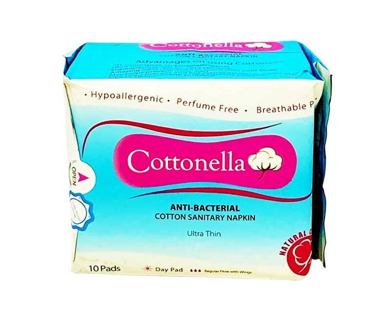 Cottonella Anti-Bacterial Cotton Sanitary Napkin Ultra Thin with Wings Day Pad 10 Pads