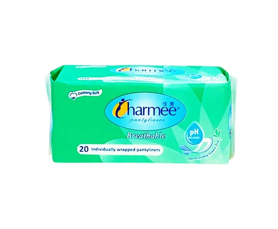 Charmee Breathable Cottony Soft Pantyliners Deodorizing Green Tea 20 Individually Wrapped Pantyliners
