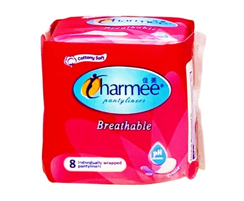 Charmee Pantyliners Cottony Soft Breathable 8 Unscented Individually Wrapped Pantyliners