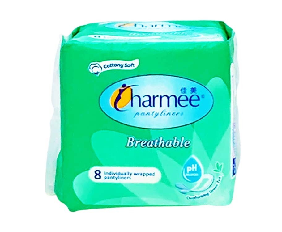 Charmee Pantyliners Cottony Soft Breathable Deodorizing Green Tea 8 Individually Wrapped Pantyliners