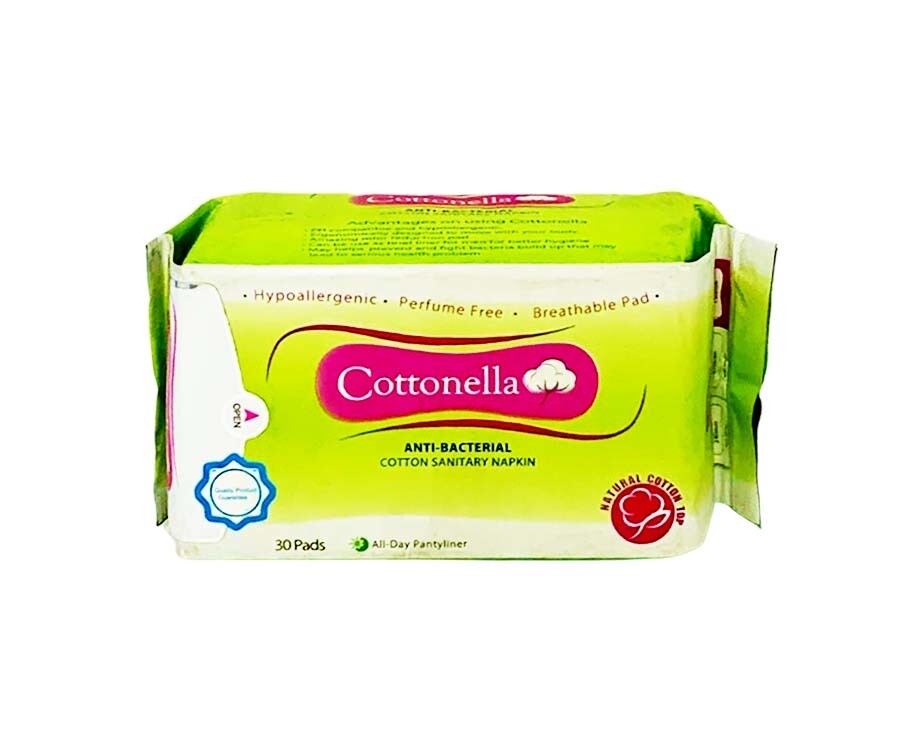 Cottonella Anti-Bacterial Cotton Sanitary Napkin All-Day Pantyliner 30 Pads