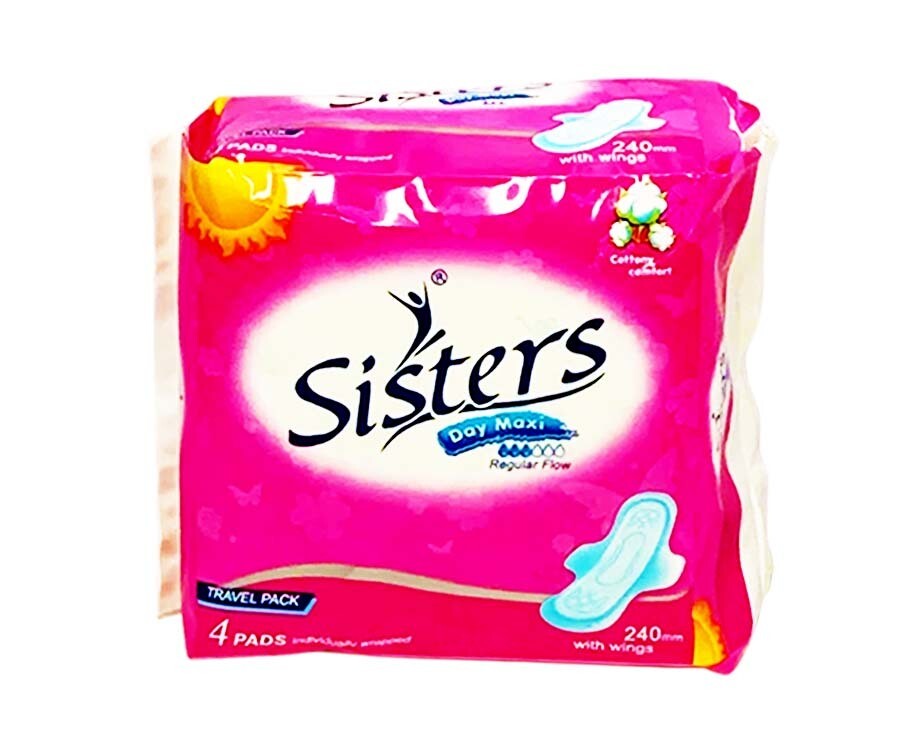 Sisters Day Maxi Regular Flow Cottony Comfort with Wings Travel Pack 240mm 4 Pads