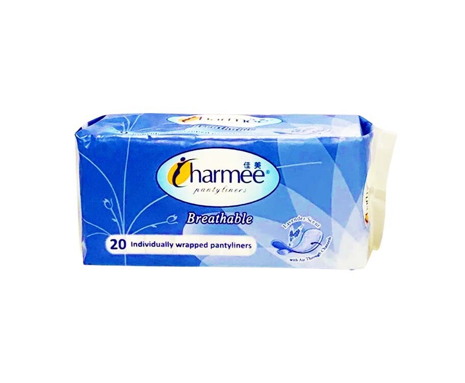 Charmee Pantyliners Breathable Lavender Scent 20 Individually Wrapped Pantyliners