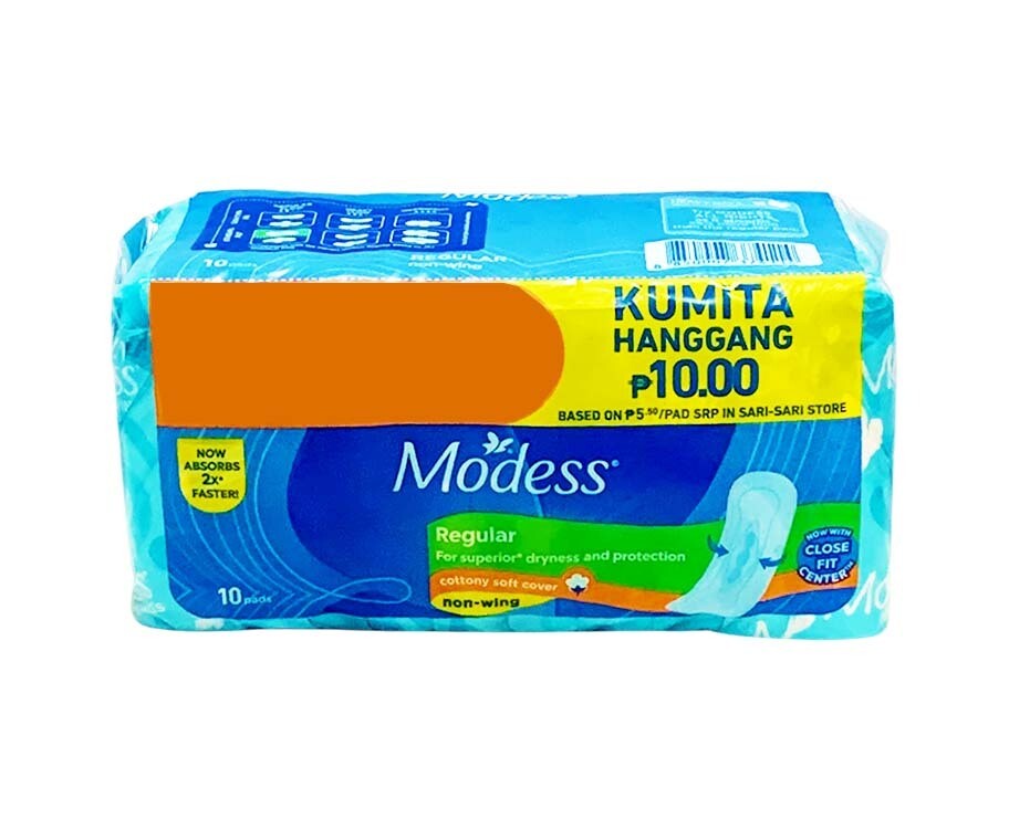 Modess Regular Cottony Soft Cover Non-Wing 10 Pads