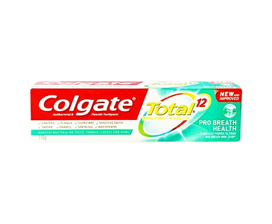 Colgate Antibacterial &amp; Flouride Toothpaste Total 12 Whole Mouth Health Pro Breath Health 110g