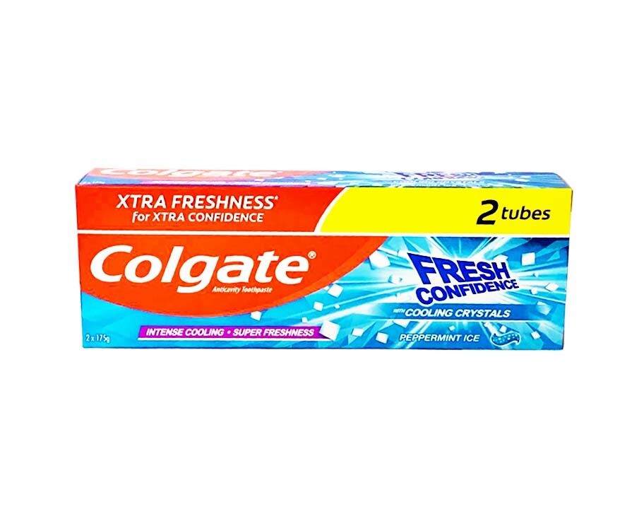 Colgate Anticavity Toothpaste Fresh Confidence with Cooling Crystals Peppermint Ice (2 Tubes x 175g)