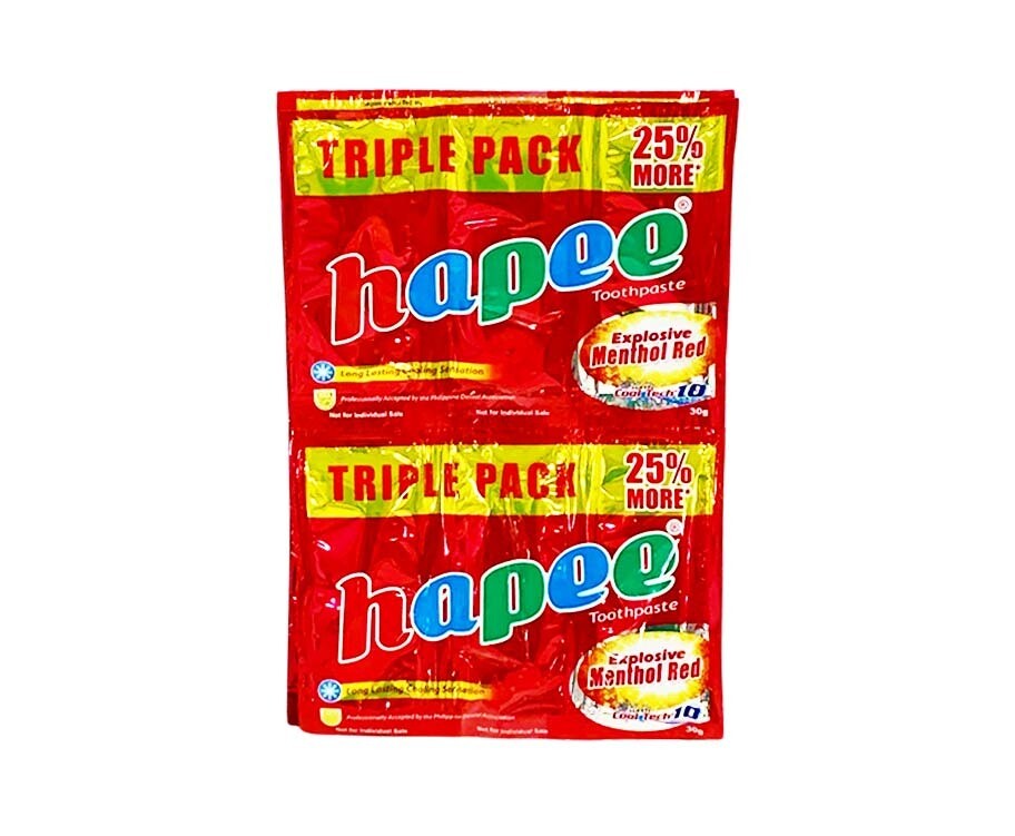 Hapee Toothpaste Explosive Menthol Red Triple Pack (6 Packs x 30g)