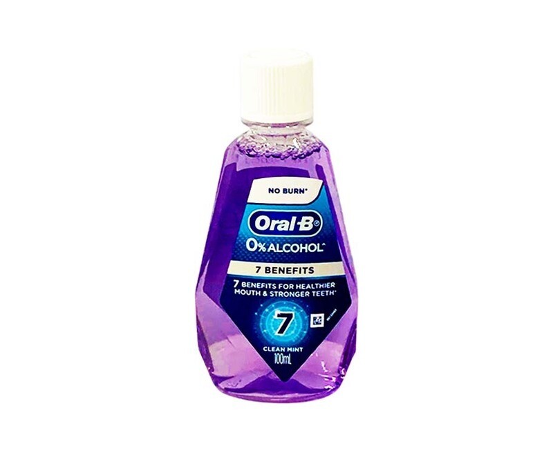 OralB No Burn 0 Alcohol 7 Benefits Clean Mint Mouthwash 100mL
