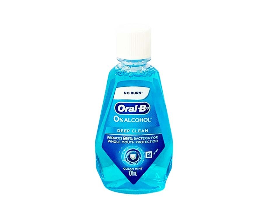 Oral-B No Burn 0% Alcohol Deep Clean Anti-Bacterial Clean Mint Mouthwash 100mL