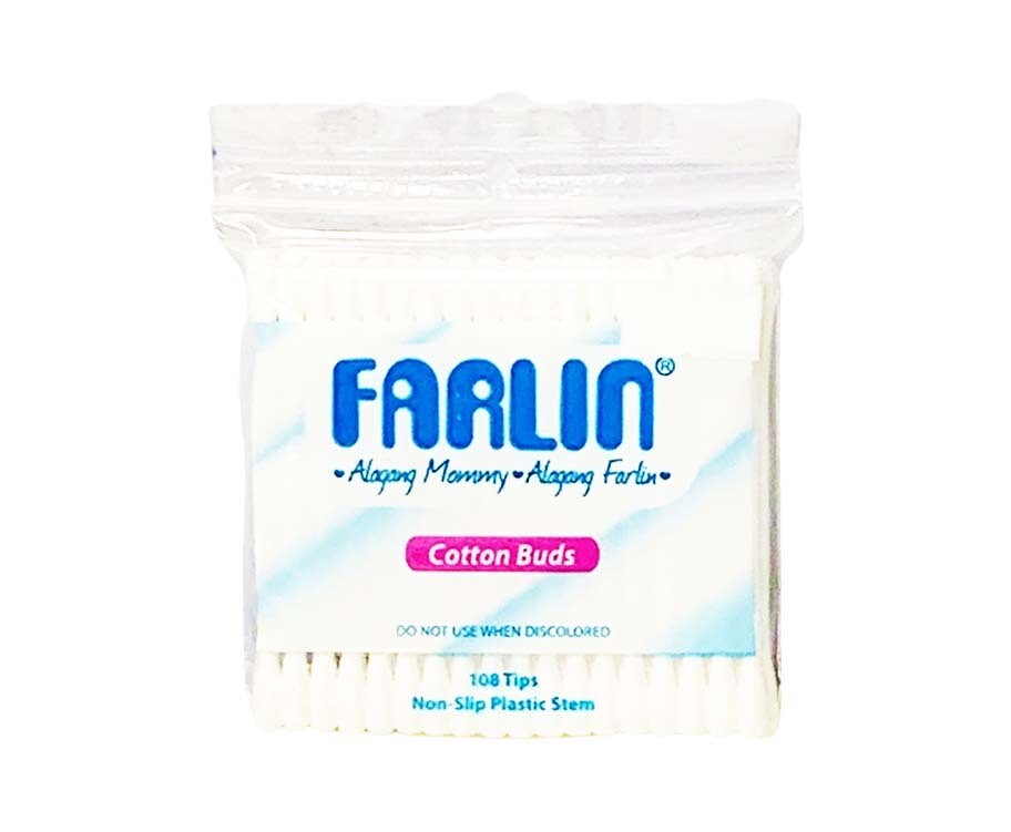 Farlin Cotton Buds Non-Slip Plastic Stem White 108 Tips