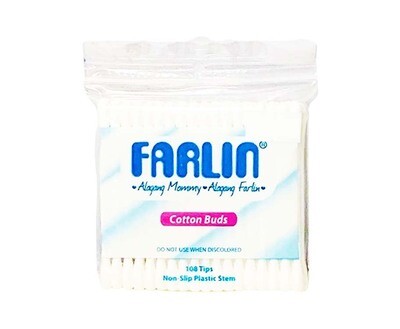 Farlin Cotton Buds Non-Slip Plastic Stem White 108 Tips
