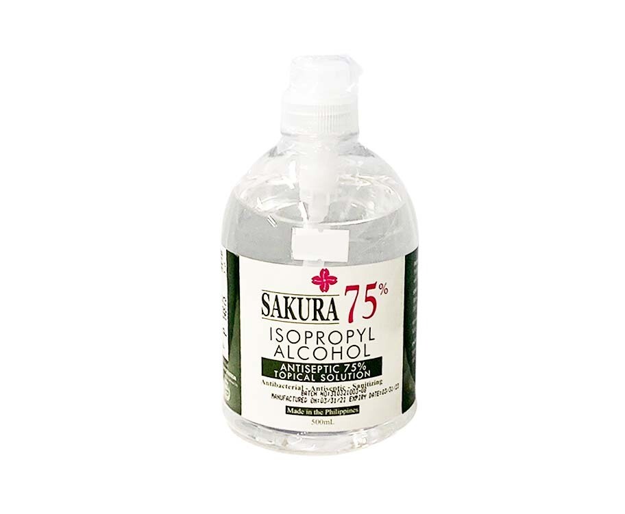 Manyip Sakura Isopropyl Alcohol 75% Antiseptic Topical Solution Antibacterial-Antiseptic-Sanitizing 500mL