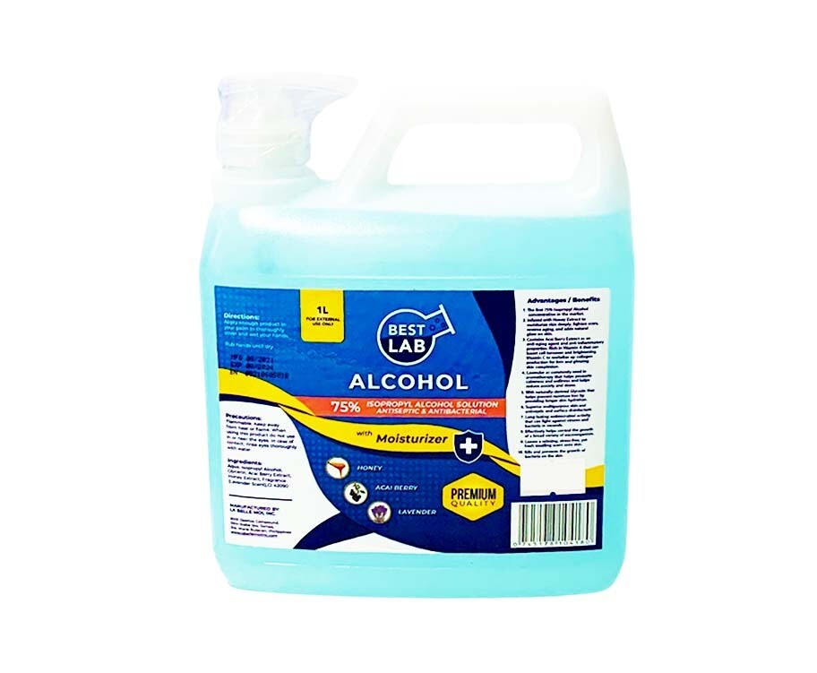 Best Lab 75% Isopropyl Alcohol Solution Antiseptic &amp; Antibacterial with Moisturizer 1L