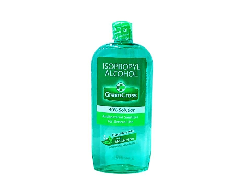 Green Cross Isopropyl Alcohol 40% Solution Antibacterial Sanitizer Hypoallergenic with Moisturizer 500mL
