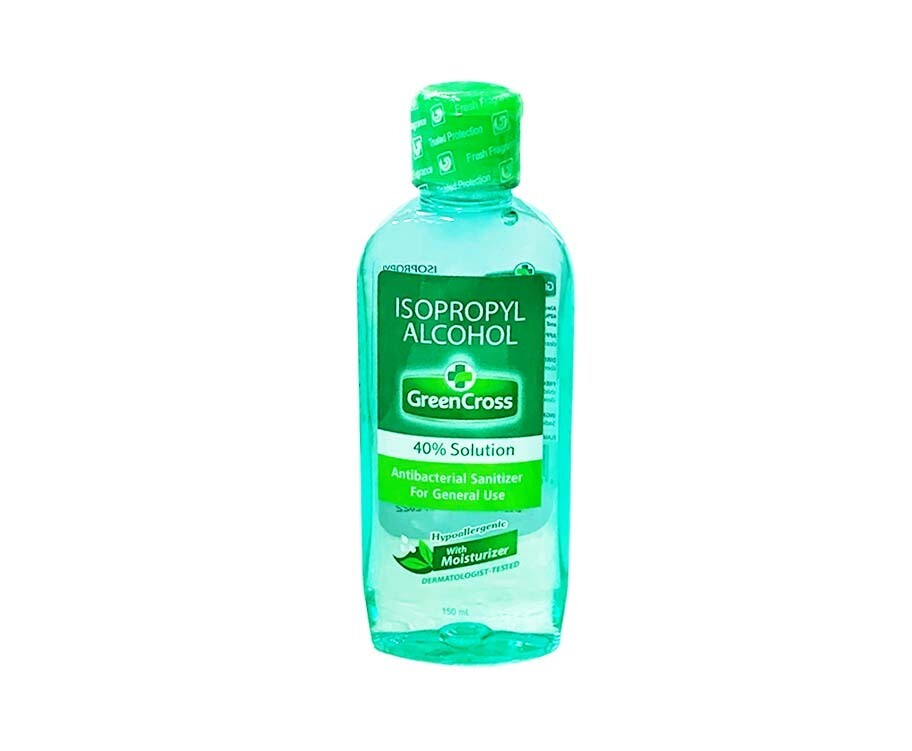 Green Cross Isopropyl Alcohol 40% Solution Antibacterial Sanitizer Hypoallergenic with Moisturizer 150mL