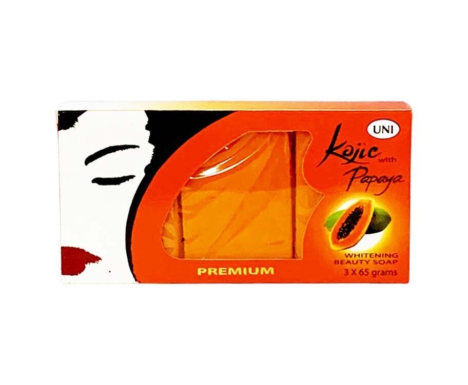 UNI Premium Kojic with Papaya Whitening Beauty Soap (3 Packs x 65g)
