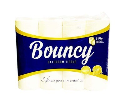 All Year Bouncy Bathroom Tissue 12 Rolls 3-Ply 200 Pulls 600 Sheets