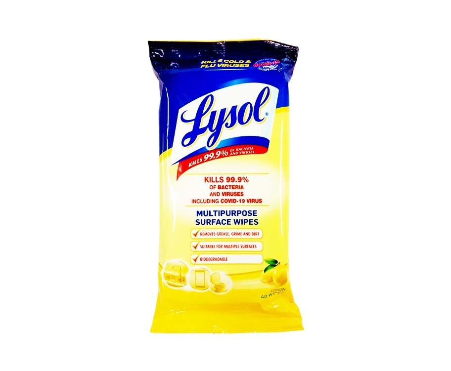 Lysol Mutipurpose Surface Wipes Lemon 40 Wipes
