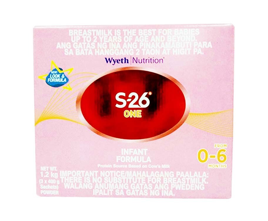 Wyeth Nutrition S-26 One Infant Formula From 0-6 Months (3 Packs x 400g) 1.2kg