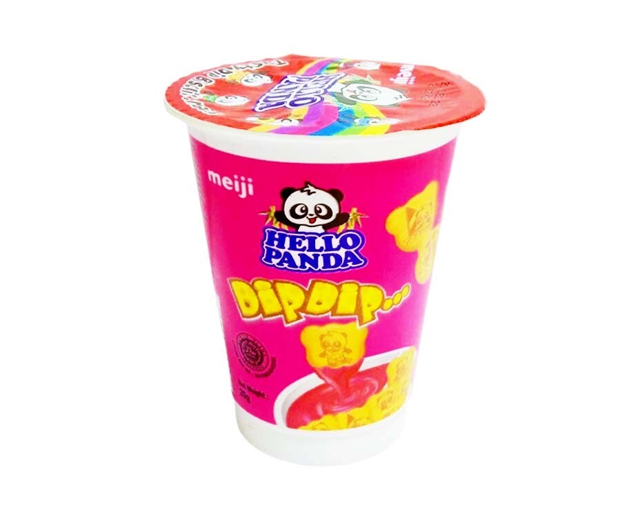 Meiji Hello Panda Dip Dip Biscuit with Strawberry Flavored Cream 20g