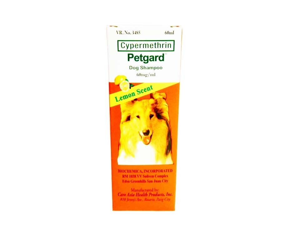 Cypermethrin Petgard Dog Shampoo Lemon Scent 60mL