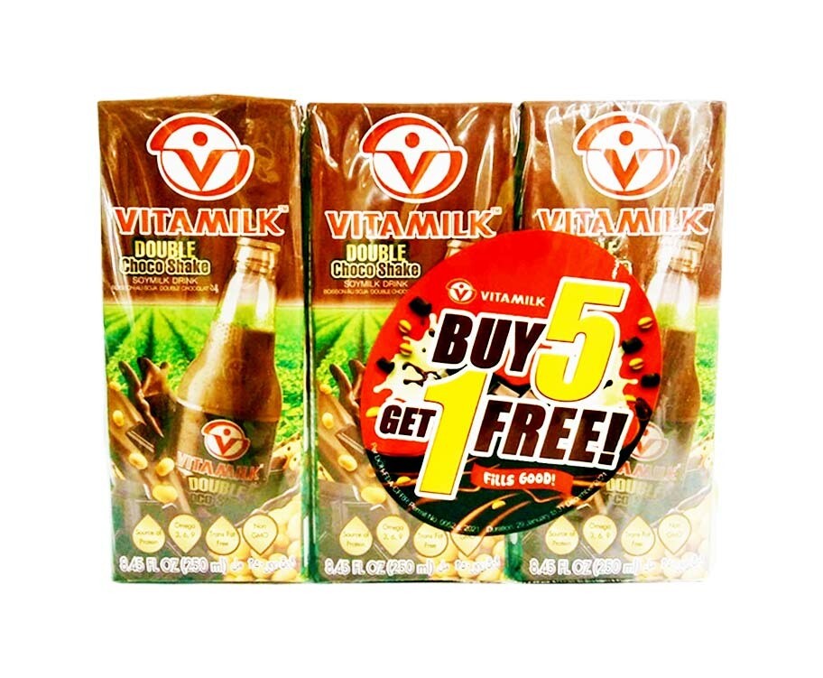 Vitamilk Double Choco Shake Soymilk Drink (6 Packs x 250mL)