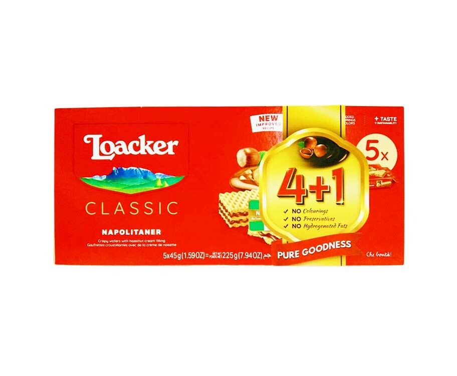Loacker Classic Napolitaner (4+1 Packs x 45g)