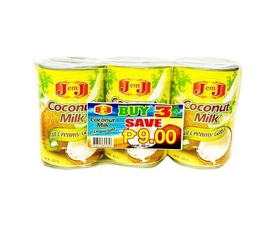 J em J Coconut Milk All Creamy Gata (3 Packs x 400mL)
