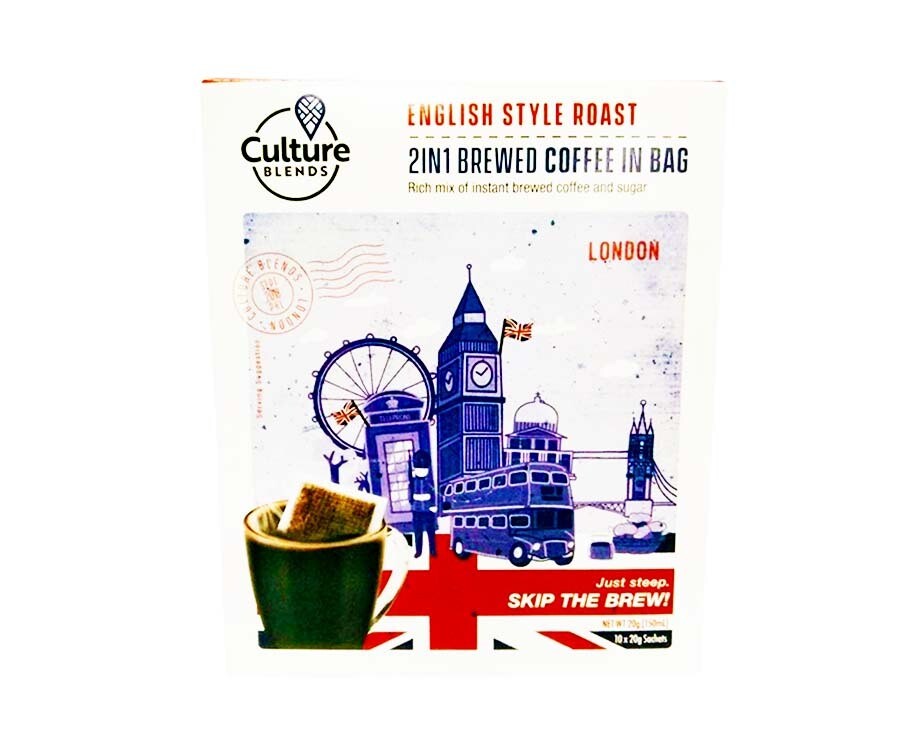Culture Blends English Style Roast 2-in-1 Brewed Coffee in Bag (10 Packs x 20g) 200g