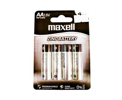 Maxell Zinc Battery AA 1.5V R6P Sum3 (4 Pack)