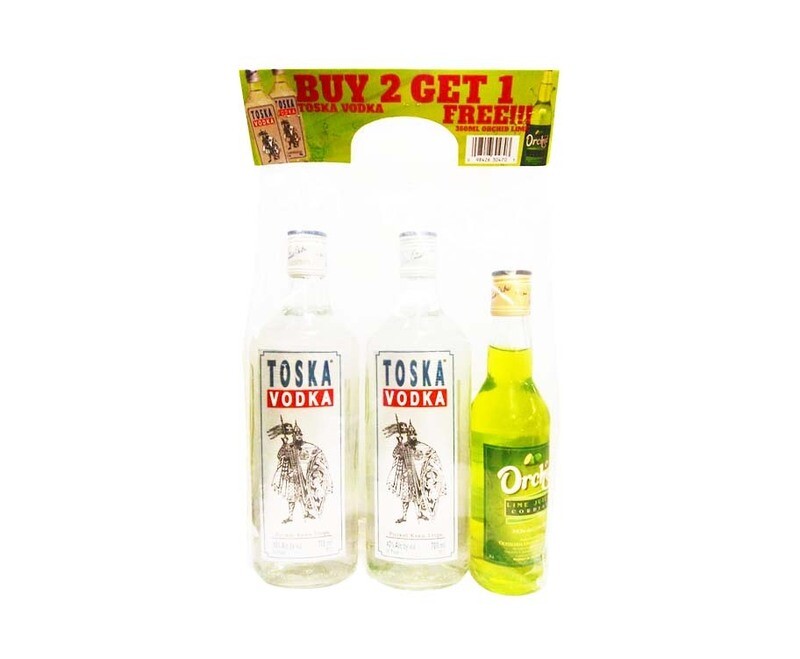 Toska Vodka (2 Bottles x 700mL) + Free Orchid Lime Juice Cordial 350mL