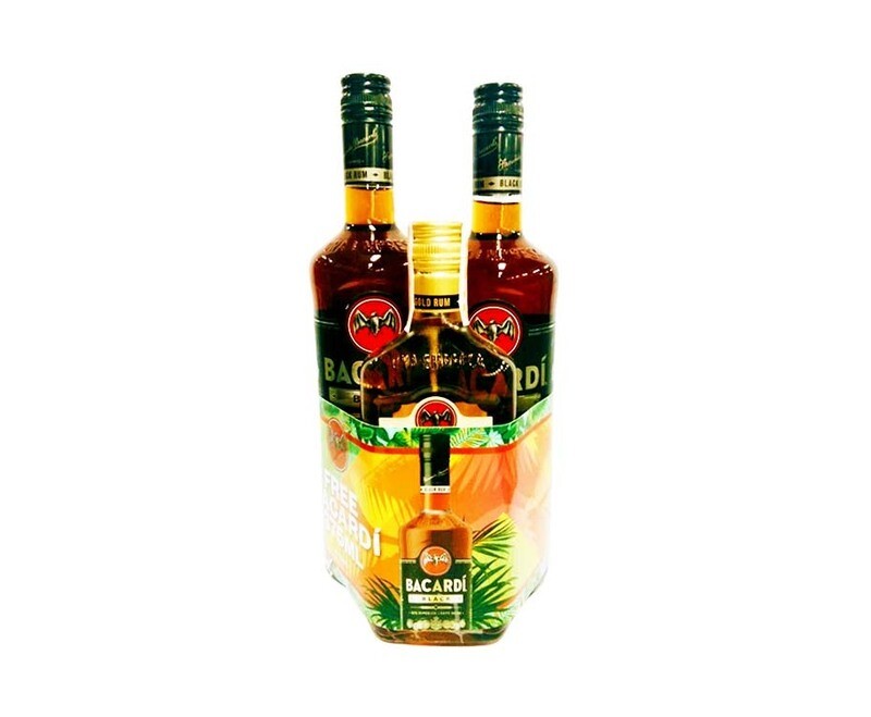 Bacardi Black Rum (2 Packs x 750mL) + Free Bacardi Gold 375mL
