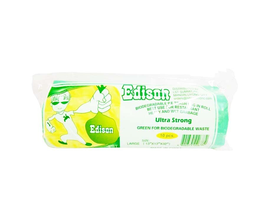 Edison LST Biodegradable Trash Bag Roll Green Large 10 Pieces